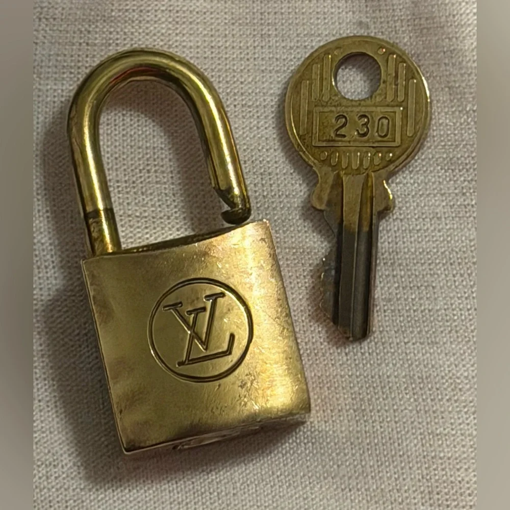 Louis Vuitton Gold-tone Padlock and Key Set